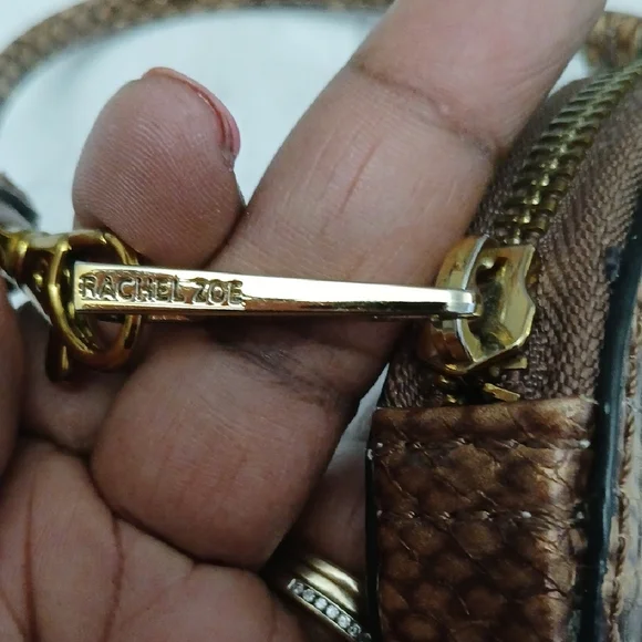 Rachel Zoe Brown Snake-Print Round Wristlet - Picture 3 of 4